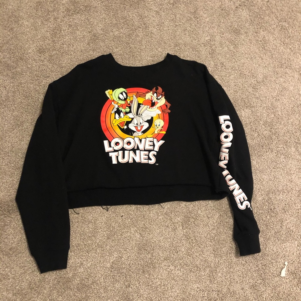 Looney Tunes black long sleeve crop top